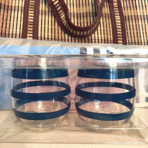 Kate Spade & Bamboodah 'Bamboo & Blue' Picnic Wine Tote Quad Bundle, NWT - Picture 10 of 12